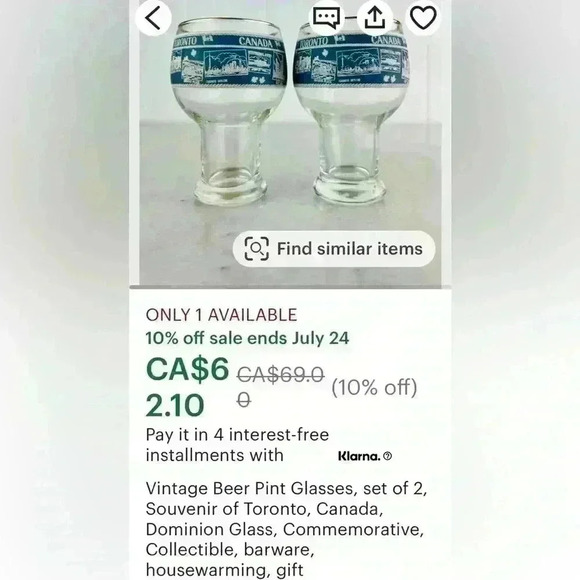 4- Vtg Pint Beer Glass  (Montreal) - Picture 6 of 6